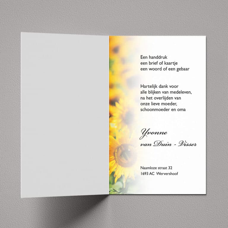 Dankbetuiging Zonnebloemen