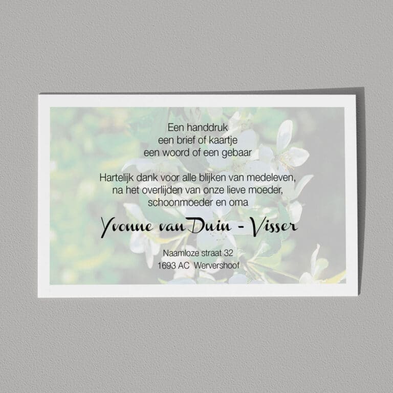Dankbetuiging Witte Bloemen