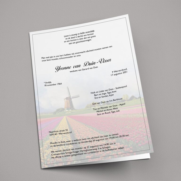 Rouwbrief Tulpen