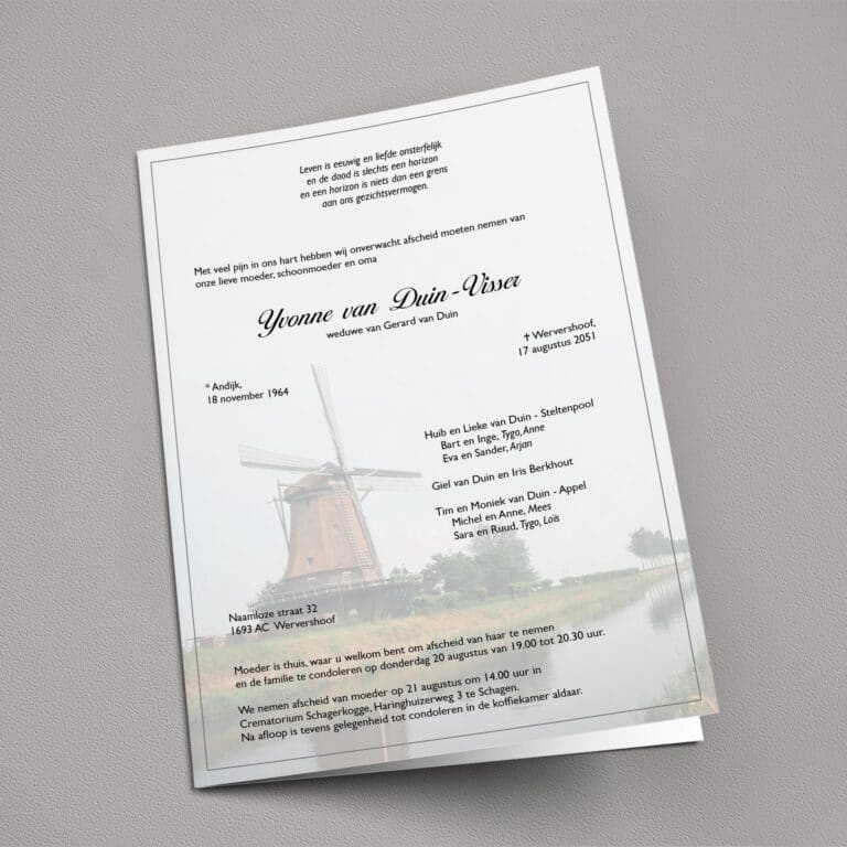 Rouwbrief De Hoop