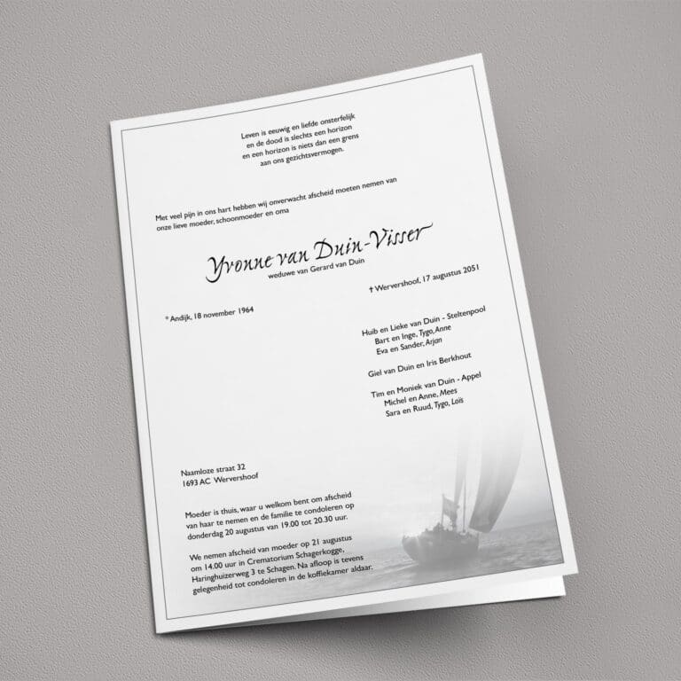 rouwbrief Boot