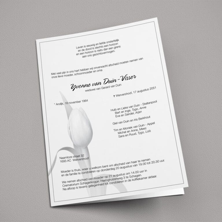 Rouwbrief Tulp