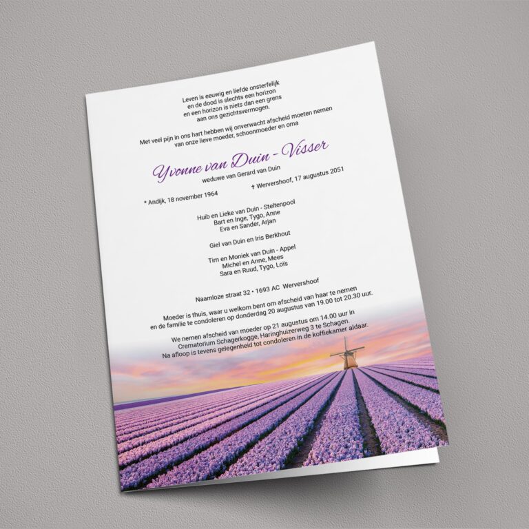 Rouwbrief Tulpenveld