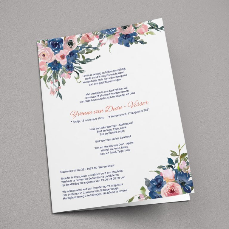 Rouwbrief Bloemen