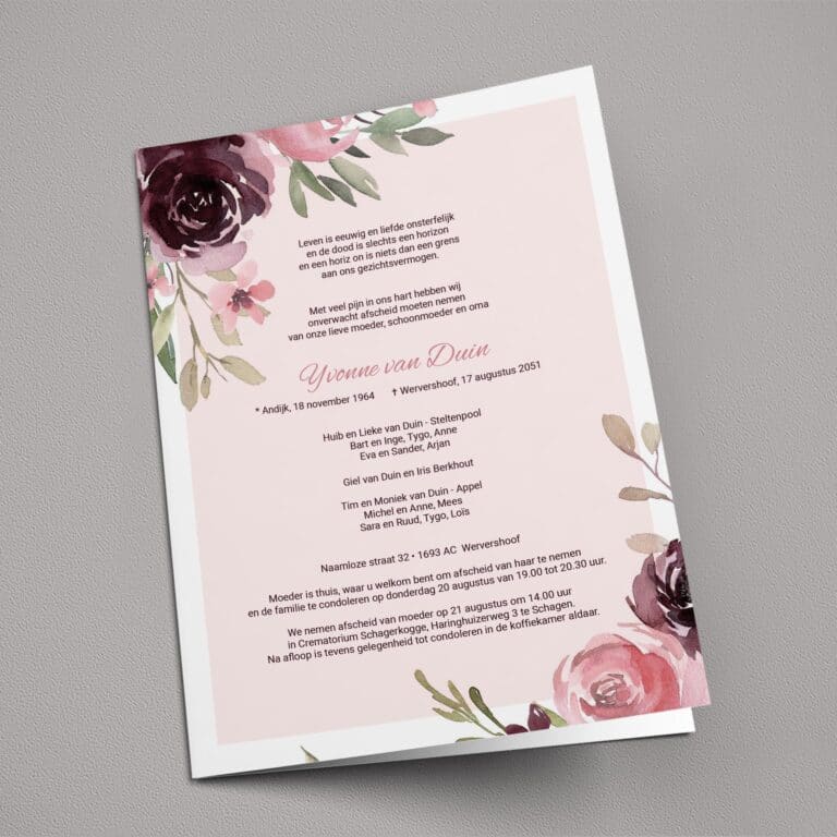 Rouwbrief Bloemen