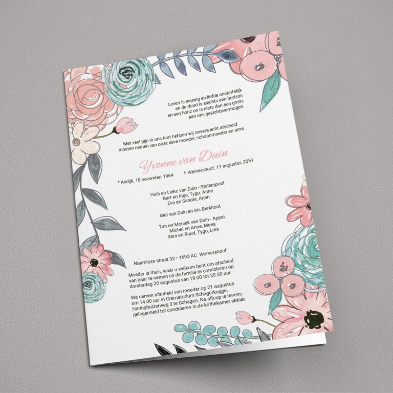 Rouwbrief Bloemen